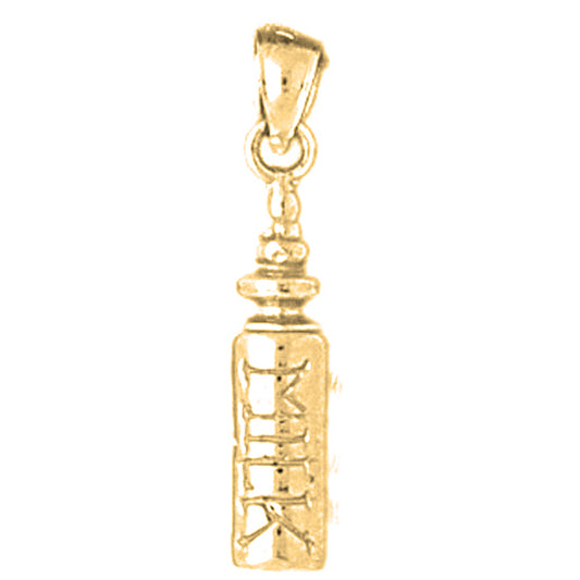 Yellow Gold-plated Silver Baby Bottle Pendants
