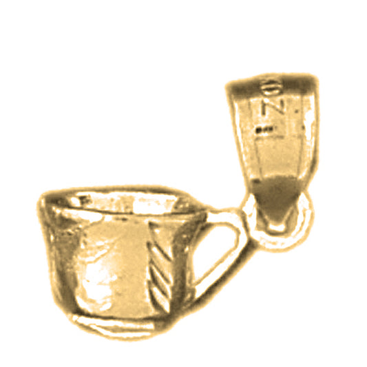 Yellow Gold-plated Silver 3D Sippy Cup Pendants