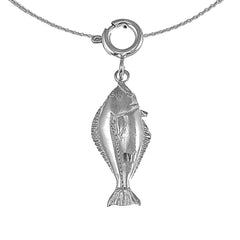 Sterling Silver Halibut Pendant (Rhodium or Yellow Gold-plated)