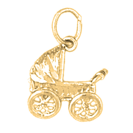 Yellow Gold-plated Silver Baby Stoller Pendants