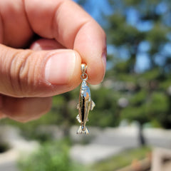 Sterling Silver Salmon Pendant (Rhodium or Yellow Gold-plated)