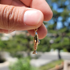 Sterling Silver Salmon Pendant (Rhodium or Yellow Gold-plated)