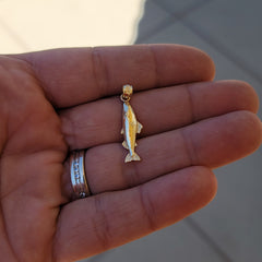 Sterling Silver Salmon Pendant (Rhodium or Yellow Gold-plated)