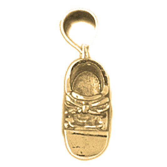 Yellow Gold-plated Silver 3D Baby Booty, Shoe Pendants