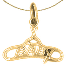 Sterling Silver Baby Clothes Hanger Pendants (Rhodium or Yellow Gold-plated)