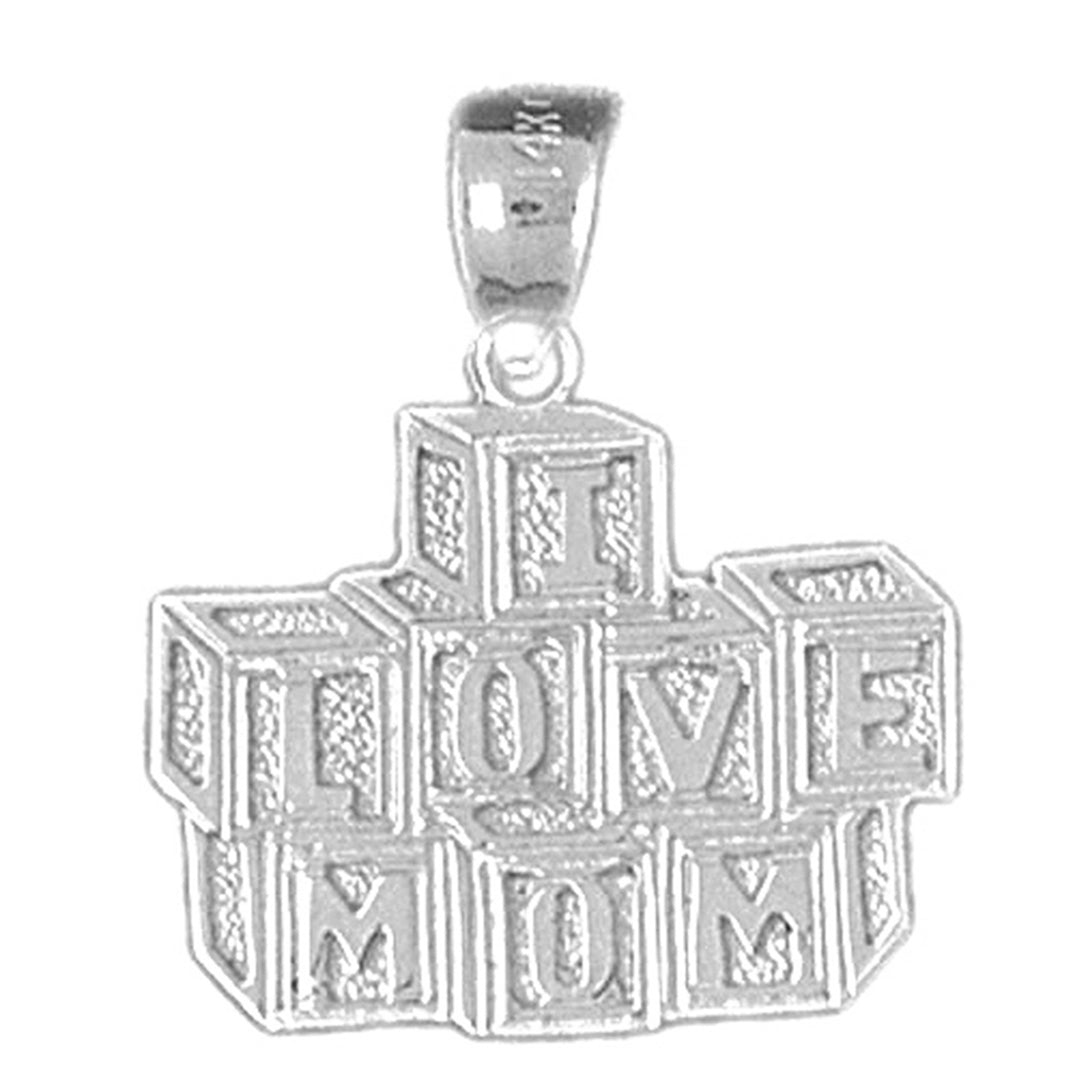 Sterling Silver I Love Mom Pendants