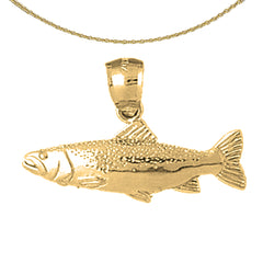 Sterling Silver Salmon Pendant (Rhodium or Yellow Gold-plated)
