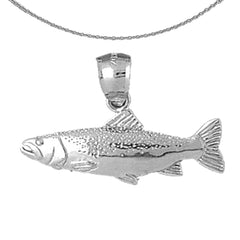Sterling Silver Salmon Pendant (Rhodium or Yellow Gold-plated)