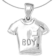 Sterling Silver Boy T-Shirt Pendants (Rhodium or Yellow Gold-plated)