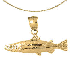 Lachsanhänger aus Sterlingsilber (rhodiniert oder gelbvergoldet)