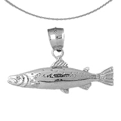 Lachsanhänger aus Sterlingsilber (rhodiniert oder gelbvergoldet)