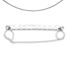 Sterling Silver Safety Pin Pendants (Rhodium or Yellow Gold-plated)