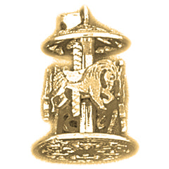 Yellow Gold-plated Silver 3D Carousel Pendant