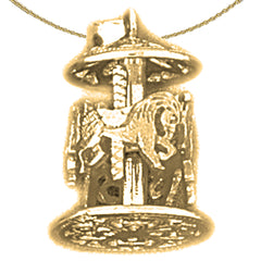 Sterling Silver 3D Carousel Pendant (Rhodium or Yellow Gold-plated)