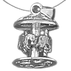 3D-Karussell-Anhänger aus Sterlingsilber (rhodiniert oder gelbgoldbeschichtet)