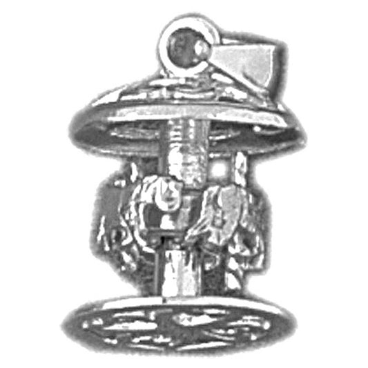 Sterling Silver 3D Carousel Pendant