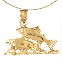 Sterling Silver Salmon Pendant (Rhodium or Yellow Gold-plated)