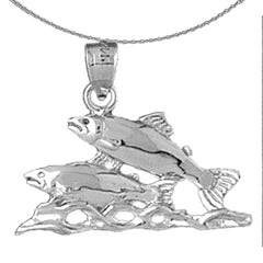 Sterling Silver Salmon Pendant (Rhodium or Yellow Gold-plated)