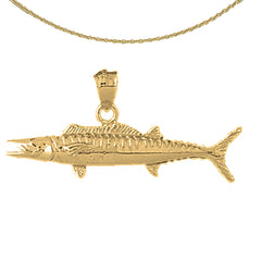 Sterling Silver Salmon Pendant (Rhodium or Yellow Gold-plated)