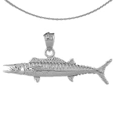 Sterling Silver Salmon Pendant (Rhodium or Yellow Gold-plated)