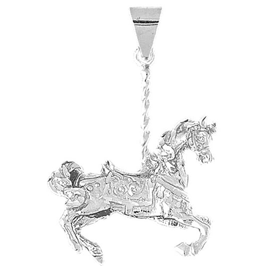 Sterling Silver 3D Carousel Horse Pendant