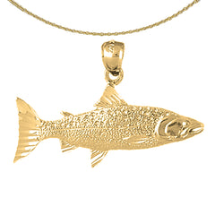 Sterling Silver Salmon Pendant (Rhodium or Yellow Gold-plated)