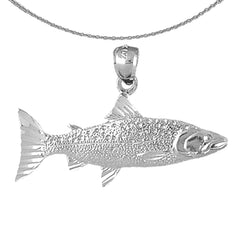 Sterling Silver Salmon Pendant (Rhodium or Yellow Gold-plated)