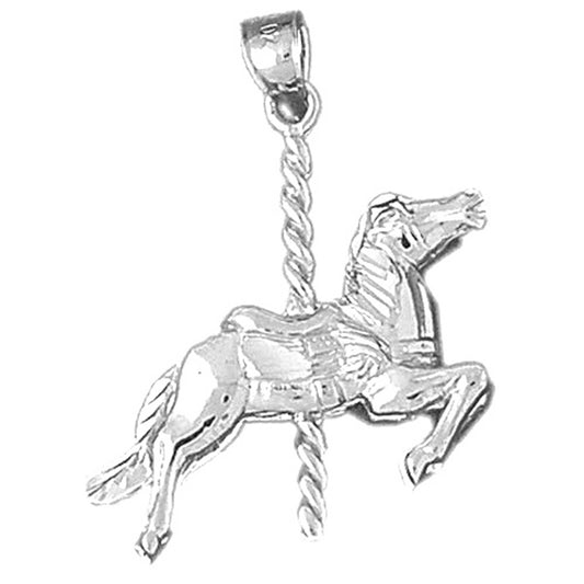 Sterling Silver 3D Carousel Horse Pendant