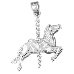 Sterling Silver 3D Carousel Horse Pendant