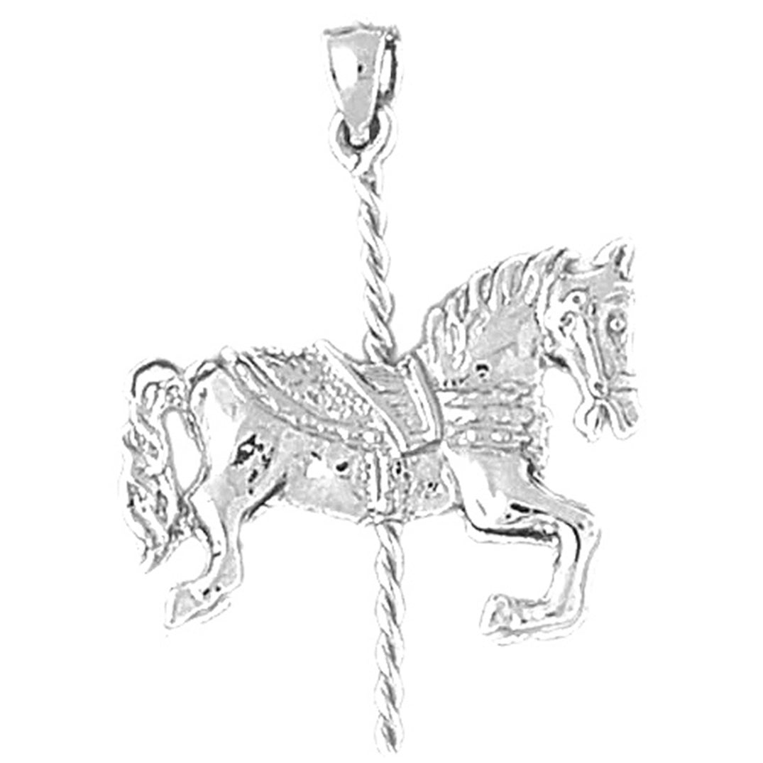 Sterling Silver 3D Carousel Horse Pendant