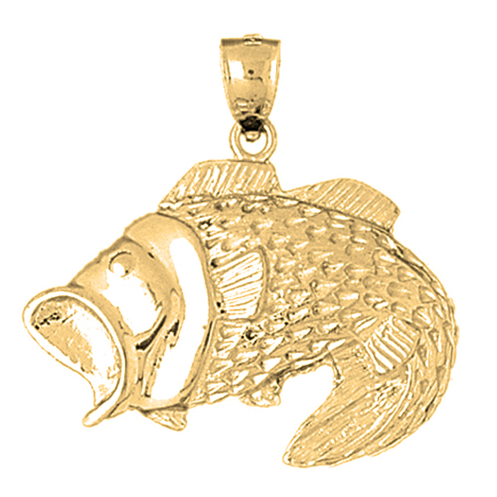 Yellow Gold-plated Silver Bass Pendant