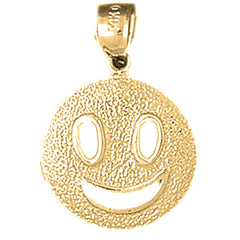 Yellow Gold-plated Silver Happy Face Pendant