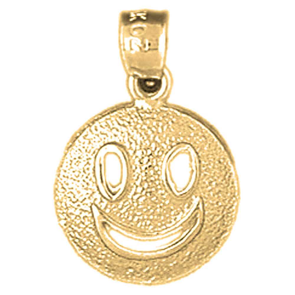 Yellow Gold-plated Silver Happy Face Pendant