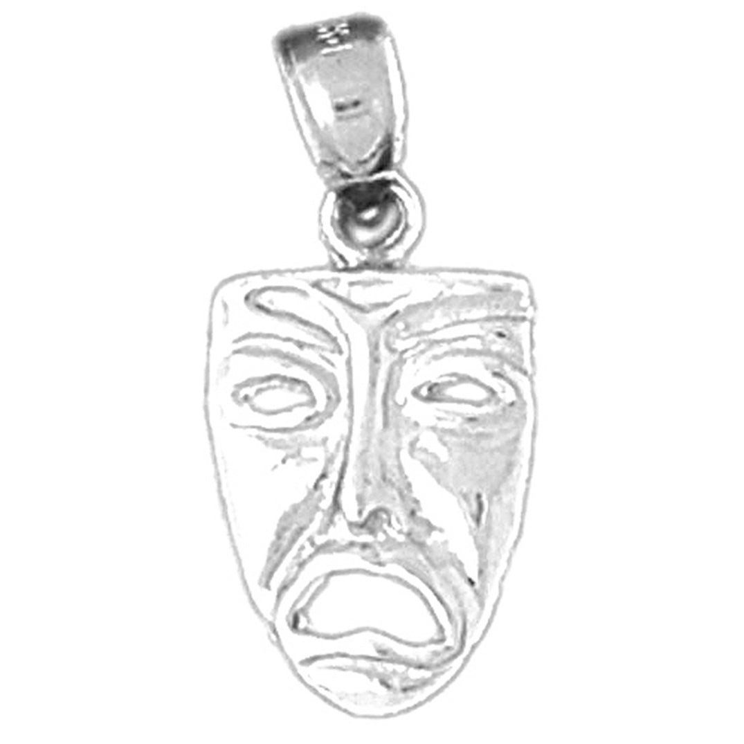 Sterling Silver 3D Drama Mask, Cry Later Pendant