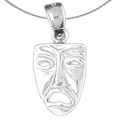 3D-Dramamaske aus Sterlingsilber, Anhänger „Cry Later“ (rhodiniert oder gelbvergoldet)