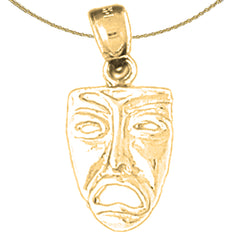 3D-Dramamaske aus Sterlingsilber, Anhänger „Cry Later“ (rhodiniert oder gelbvergoldet)