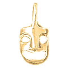 Yellow Gold-plated Silver Drama Mask, Laugh Now Pendant