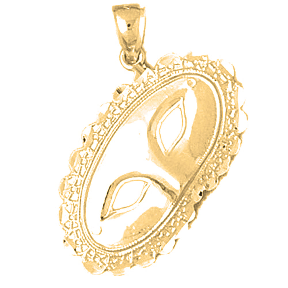 Yellow Gold-plated Silver Mascarade Mask Pendant