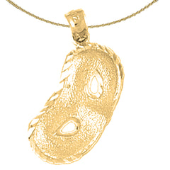 Sterling Silver Mascarade Mask Pendant (Rhodium or Yellow Gold-plated)