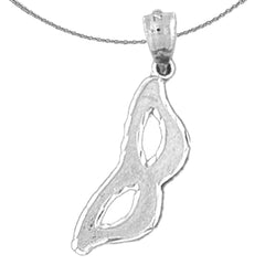 Sterling Silver Mascarade Mask Pendant (Rhodium or Yellow Gold-plated)