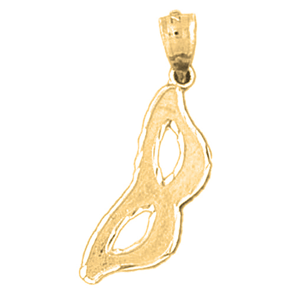 Yellow Gold-plated Silver Mascarade Mask Pendant