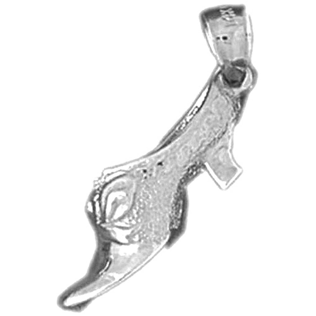 Sterling Silver 3D High Heel Shoe Pendant