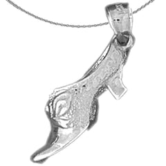 Sterling Silver 3D High Heel Shoe Pendant (Rhodium or Yellow Gold-plated)