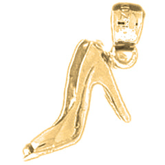 Sterling Silver 3D High Heel Shoe Pendant (Rhodium or Yellow Gold-plated)