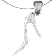 Sterling Silver 3D High Heel Shoe Pendant (Rhodium or Yellow Gold-plated)
