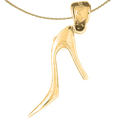 Sterling Silver 3D High Heel Shoe Pendant (Rhodium or Yellow Gold-plated)