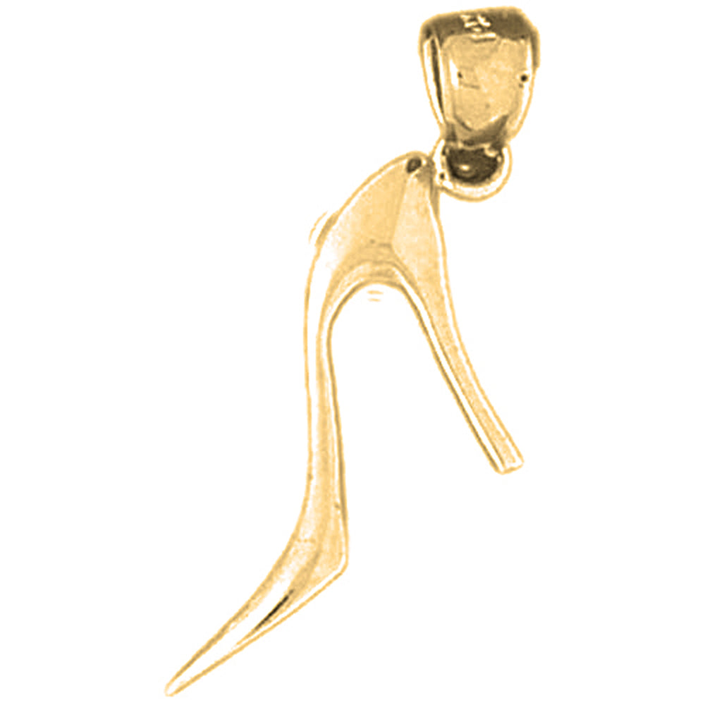Yellow Gold-plated Silver 3D High Heel Shoe Pendant
