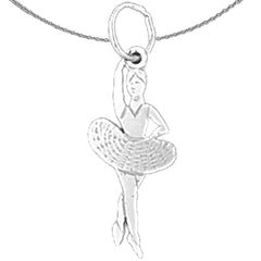 Sterling Silver Ballerina Pendant (Rhodium or Yellow Gold-plated)
