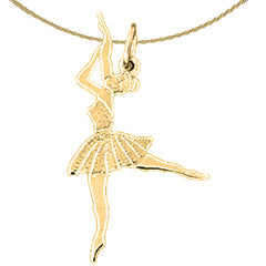 Sterling Silver Ballerina Pendant (Rhodium or Yellow Gold-plated)