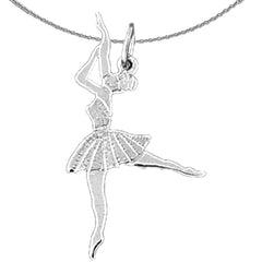 Sterling Silver Ballerina Pendant (Rhodium or Yellow Gold-plated)
